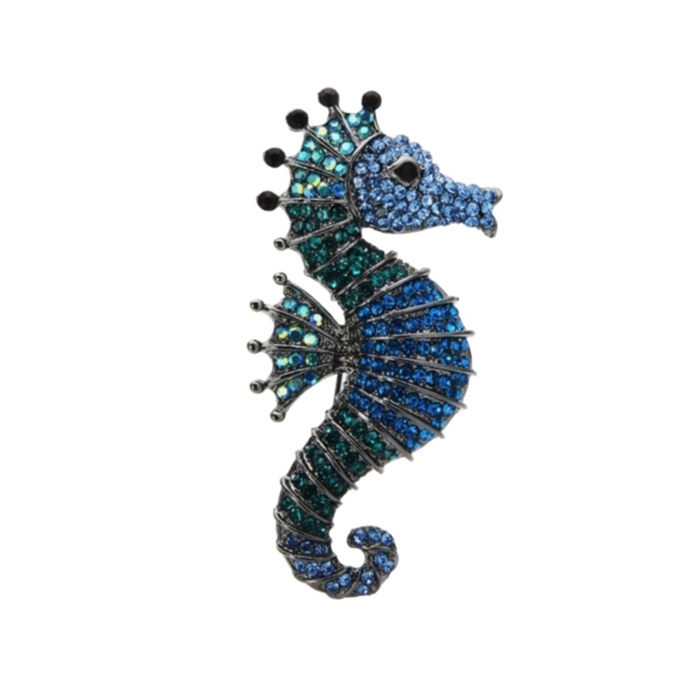 Beautiful rhinestone seahorse brooch by Eleanor ShuMark.NWT